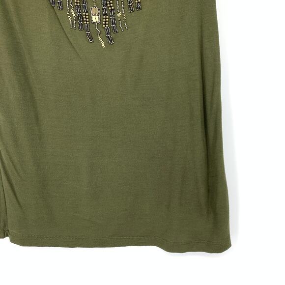 AK Anne Klein Scoop Neck Sleeveless Tank Top Womens Size M Green Beaded - Picture 4 of 6